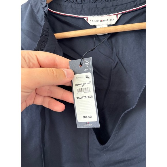 NWT - Tommy Hilfiger Flutter-Sleeve Ruffle Top – Navy – Size XXL - Picture 4 of 5